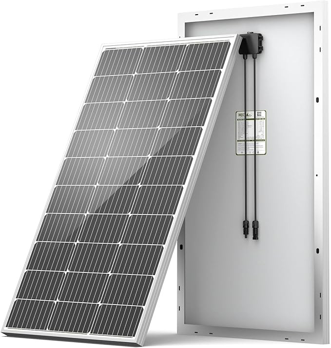 HQST 100W 12V Monocrystalline Solar Panel with Solar Connectors, High Efficiency Module PV Power for Battery Charging Boat, Caravan, RV and Any Other Off Grid Applications